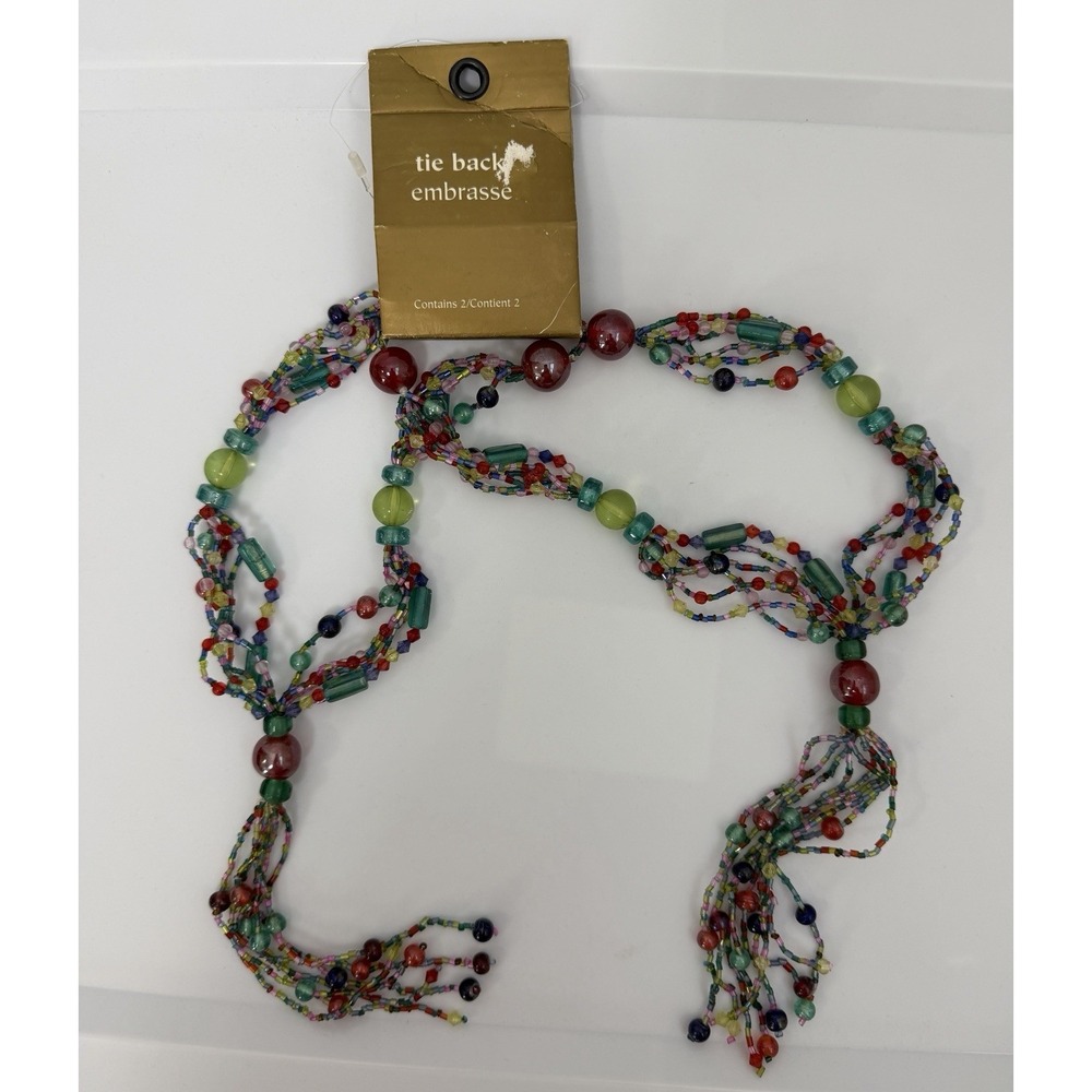 Pier One Imports Curtain Tie Backs Funky Colorful Beads  Set Of 2